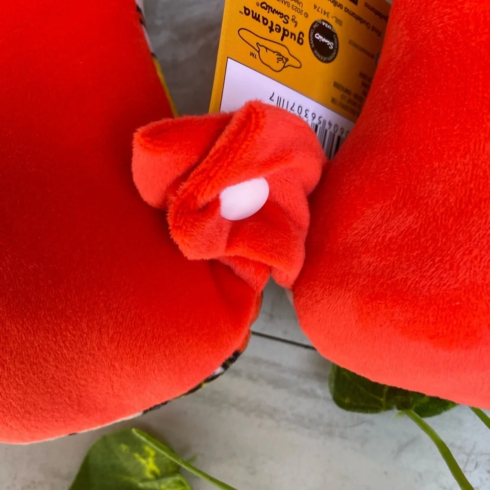Sanrio Gudetama The Lazy Egg Travel Plush Neck Pillow Vacation Rest Airplane Red